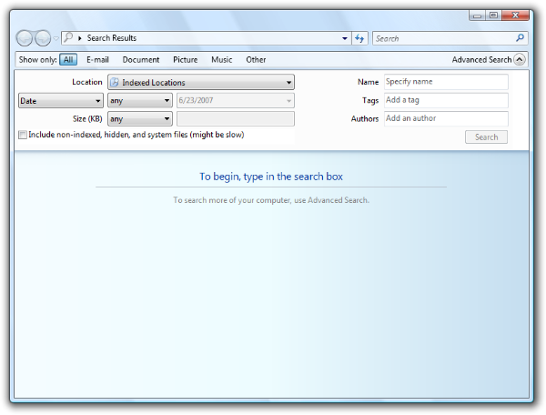 Search in Windows Vista