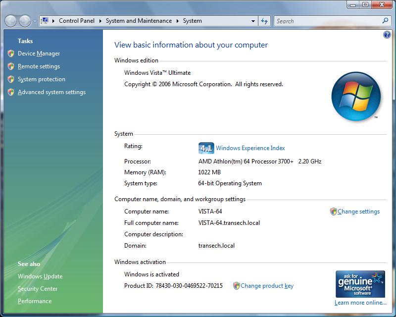 Windows Vista System Info